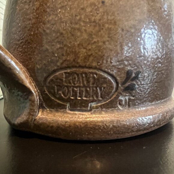 Vtg ROWE POTTERY Handcrafted Hand Painted Salt Glazed Brown Mug ~ Artist Signed - Picture 6 of 14